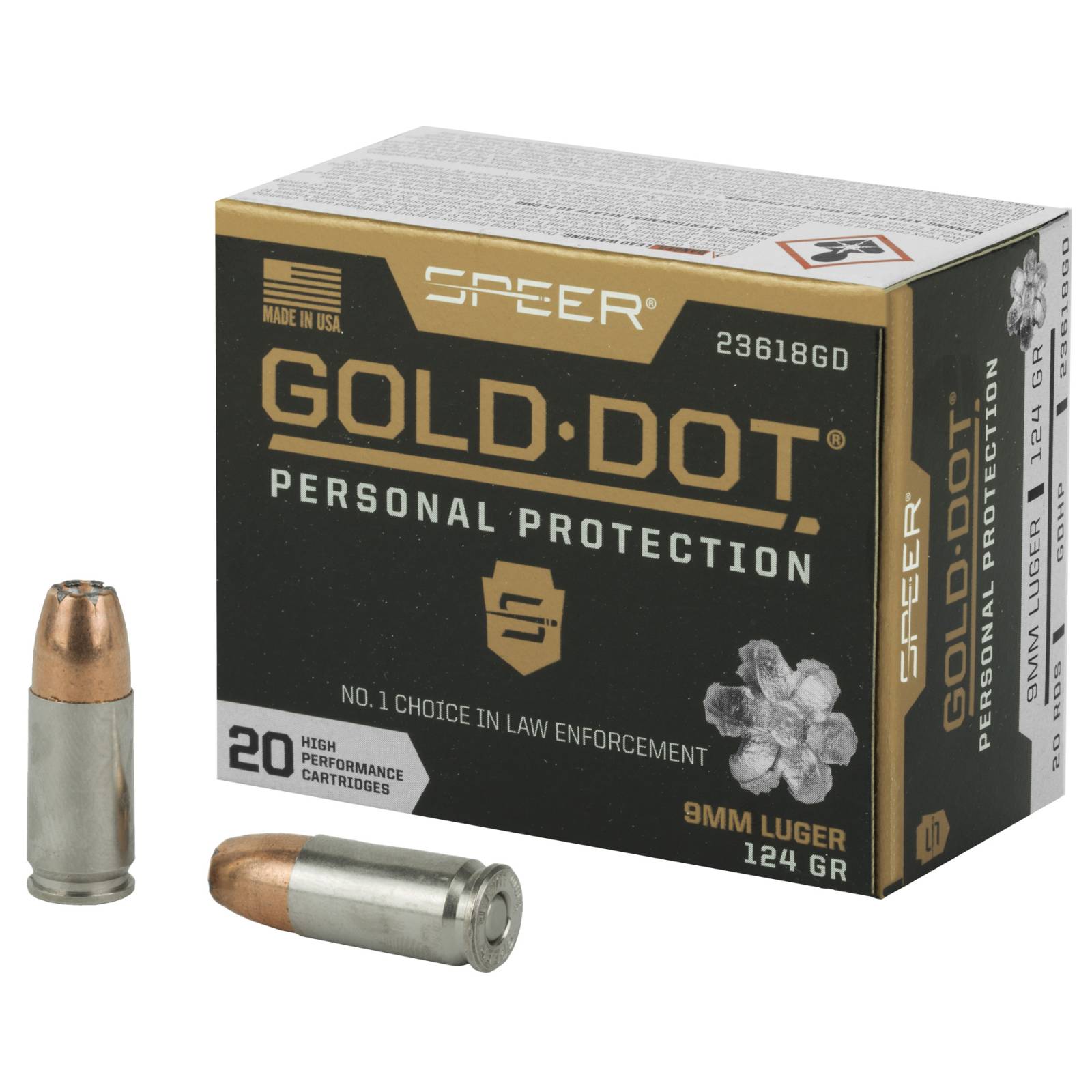 Speer Gold Dot 9mm 124 Grain Hollow Point 20 Rounds