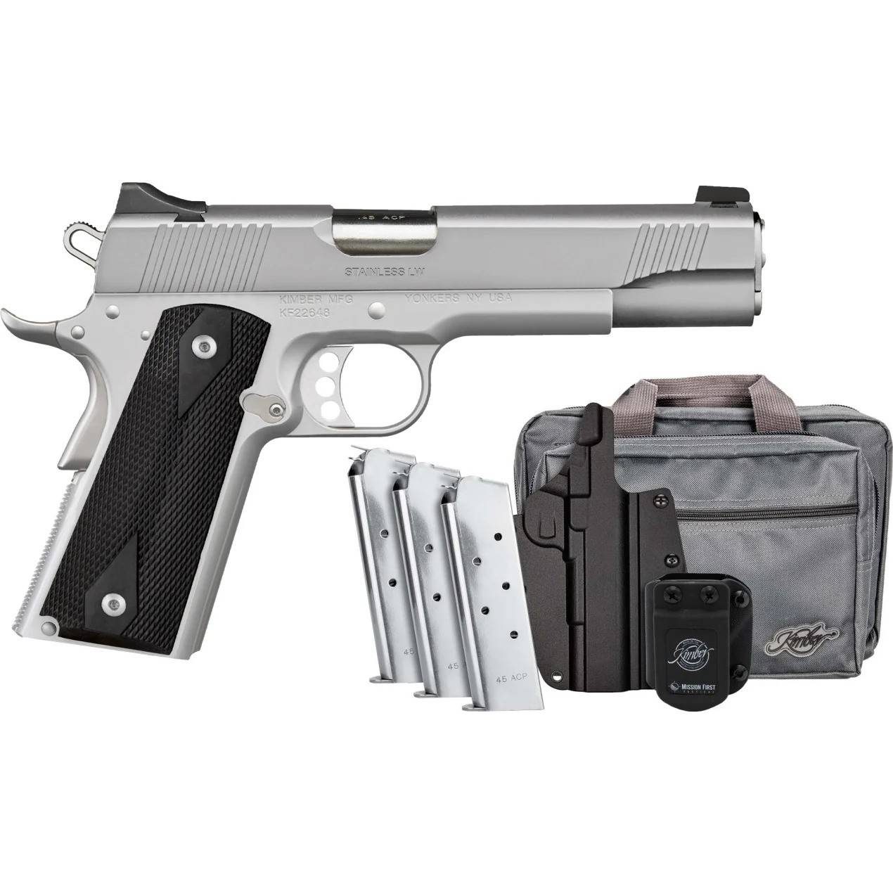 Kimber Stainless LW Club Bundle 1911 45 ACP 5in Barrel (3)7+1 with ...